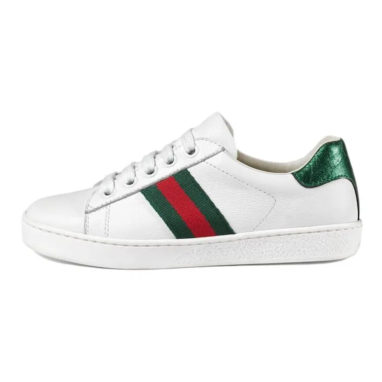 Детские кроссовки Gucci ACE для скейтбординга, круглый носок, кожа