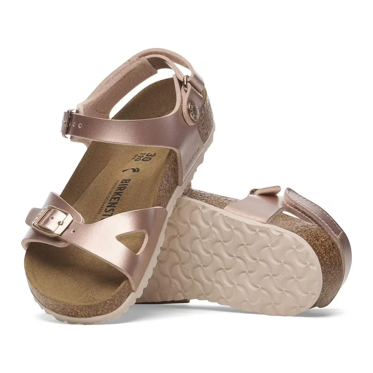 Детские сандалии для мальчиков с ремешком на липучке Rio Birkenstock, Electric Metallic Copper Birko Flor — фото 4