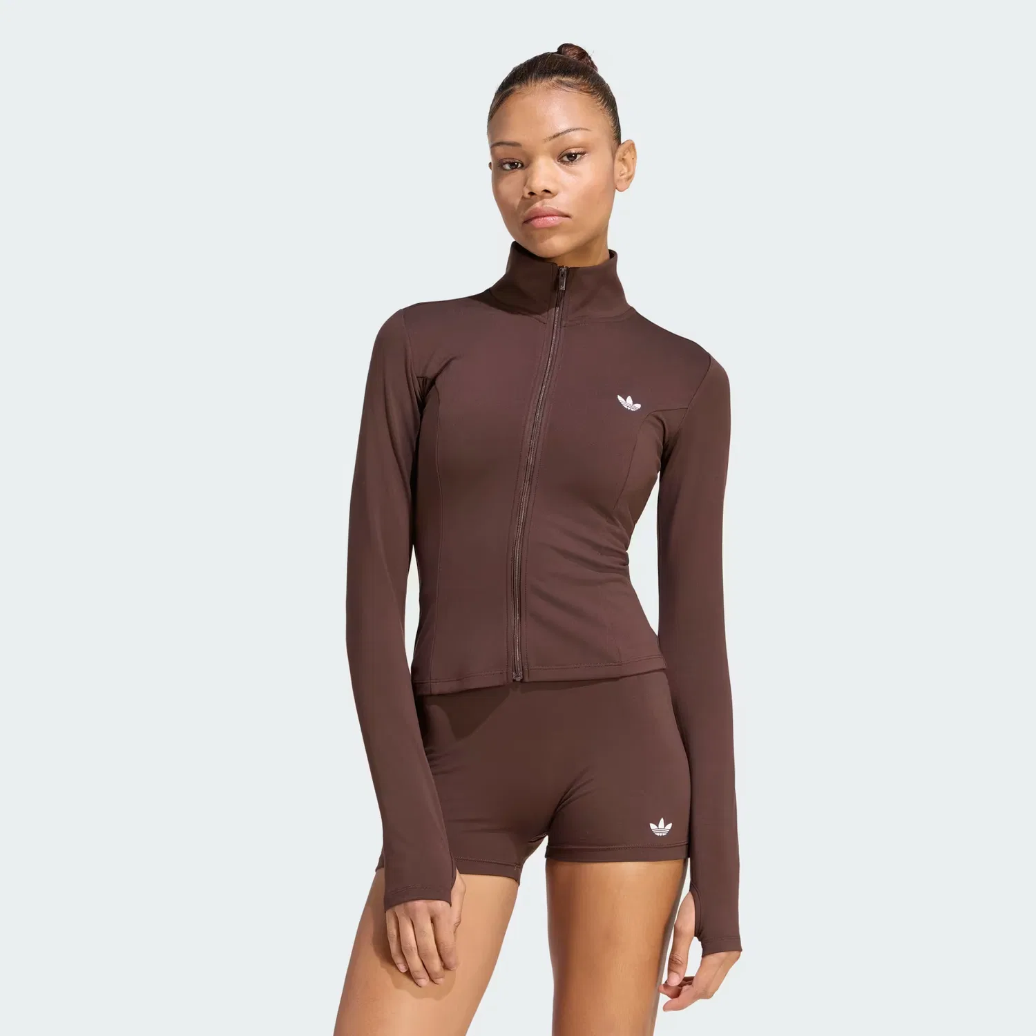 Женская олимпийка с воротником-стойкой ESSENTIALS POLYESTER TRACKTOP Adidas Originals, Aurora Coffee