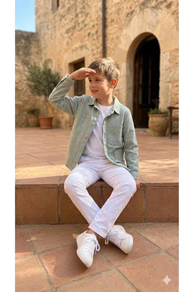 Детская рубашка для мальчиков с длинным рукавом Nk Kids, Light Green — фото 2