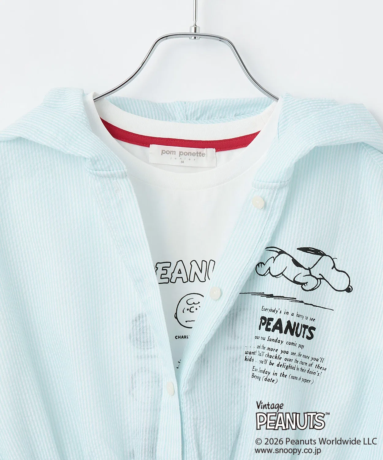 Pom ponette junior Детский комплект из рубашки с пеплумом и футболки с принтом PEANUTS — фото 4