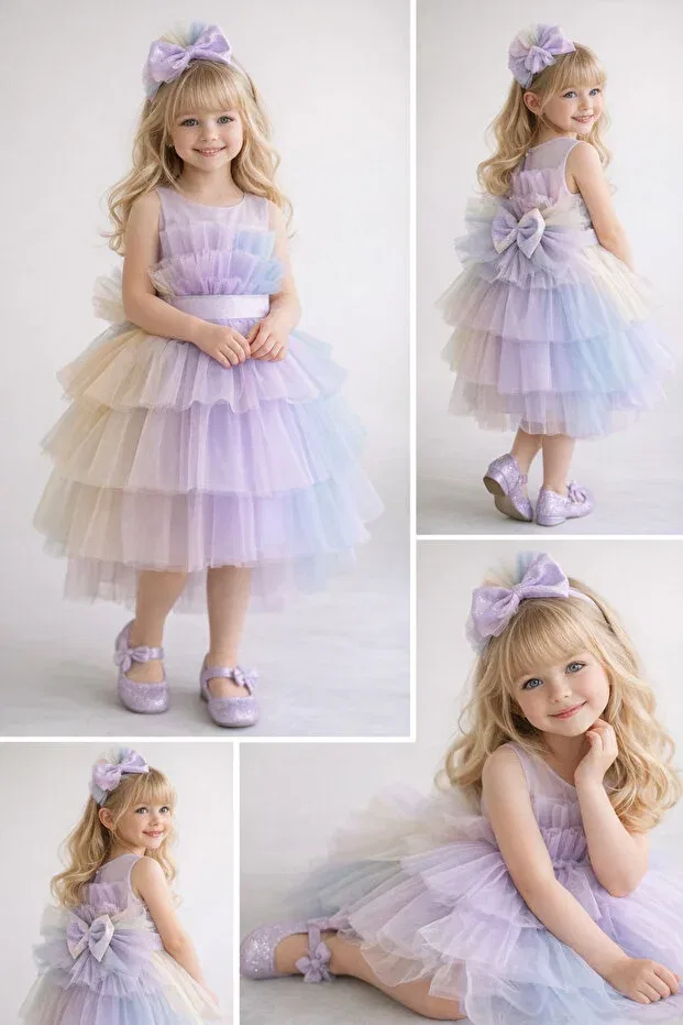 Детское платье для девочек без рукавов Melis Çocuk, Lilac — фото 2