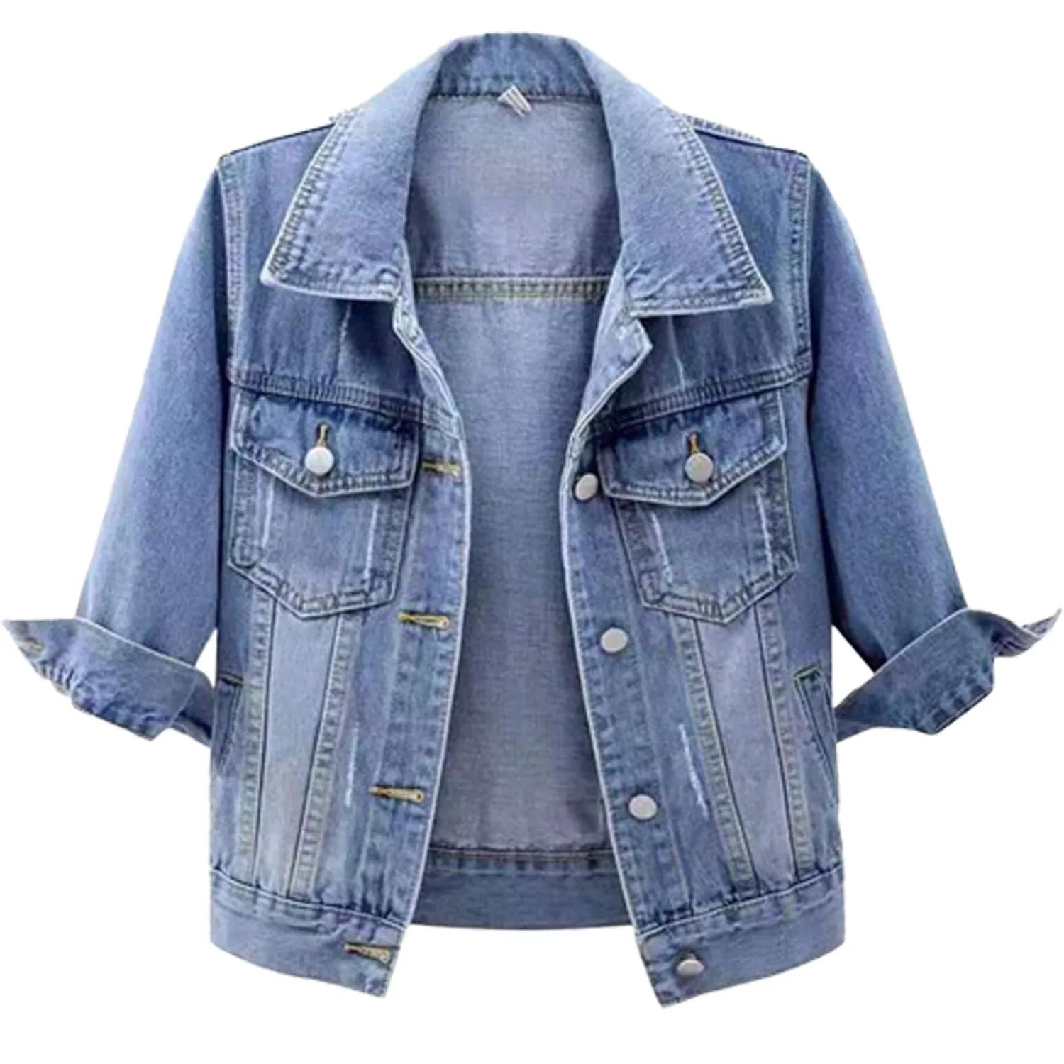Женская джинсовая куртка с коротким рукавом 3/4, In denim chiaro