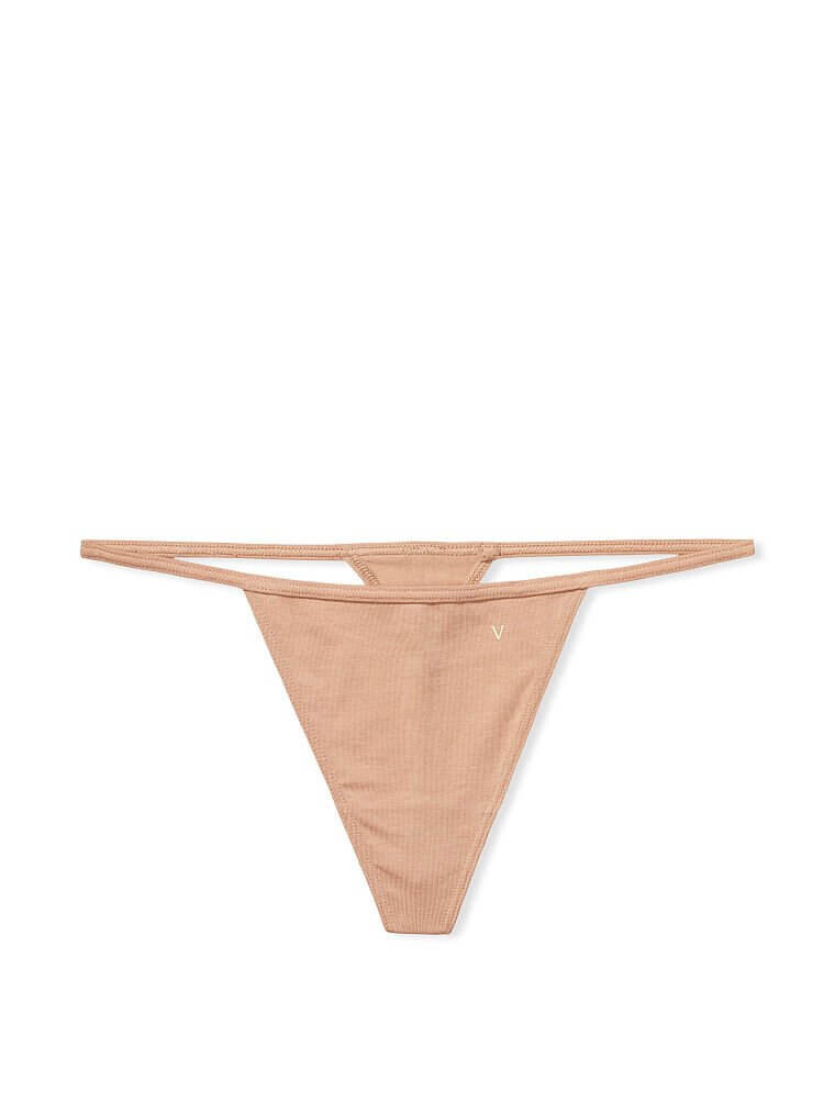 

Трусы-стринги Victoria's Secret Stretch Cotton V-String, светло-коричневый
