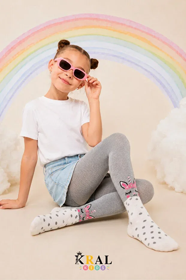 Детские колготки для девочек хлопковые комплект 3 шт Kral Socks, Gray — фото 3
