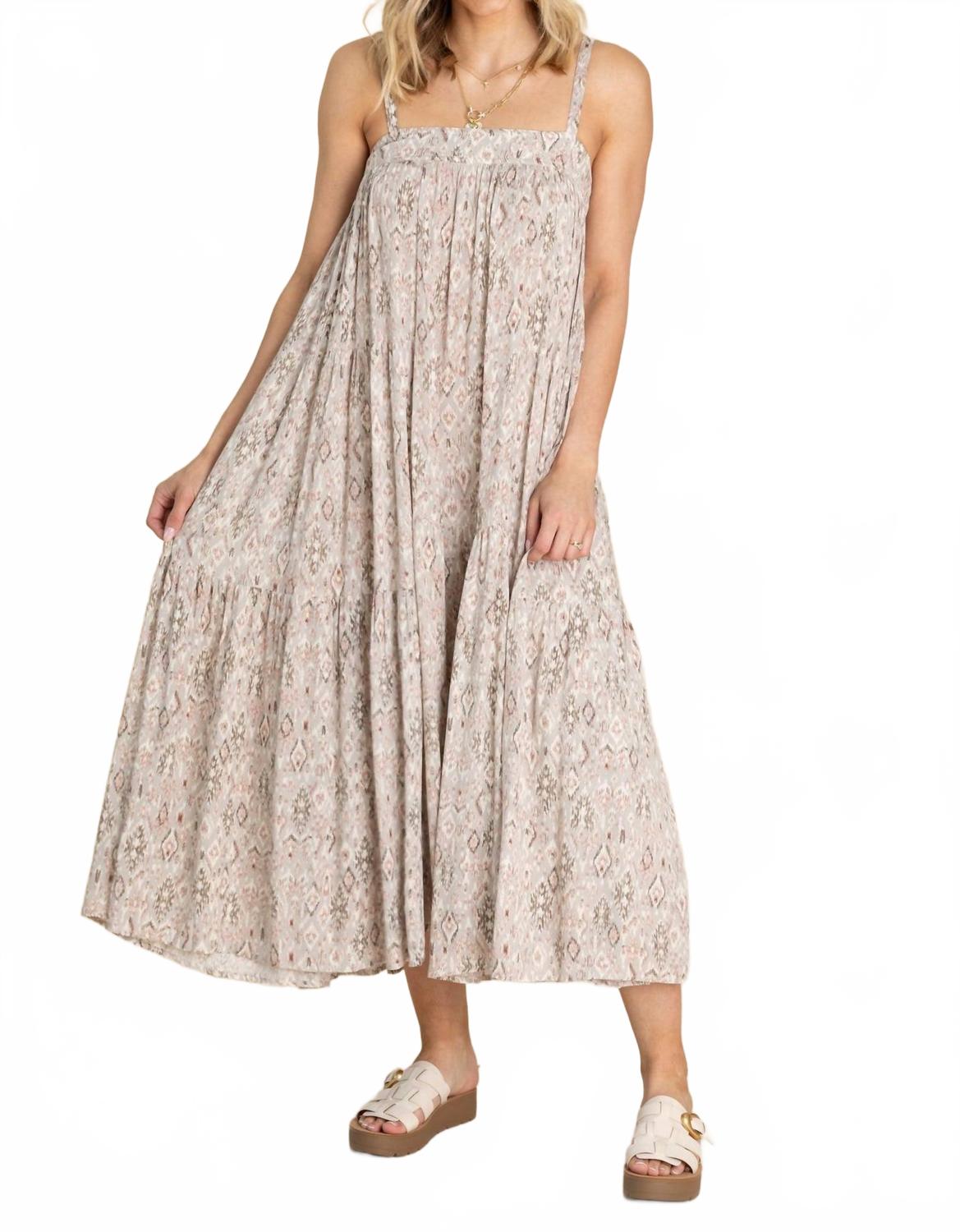 

Ацтекское макси-ярусное платье-сарафана серого цвета Hem & Thread, серый