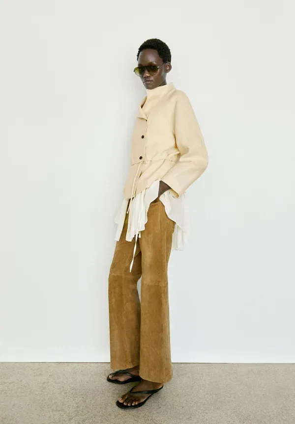 Пиджак льняной Blazer Massimo Dutti, Light Yellow, светло-желтый — фото 3