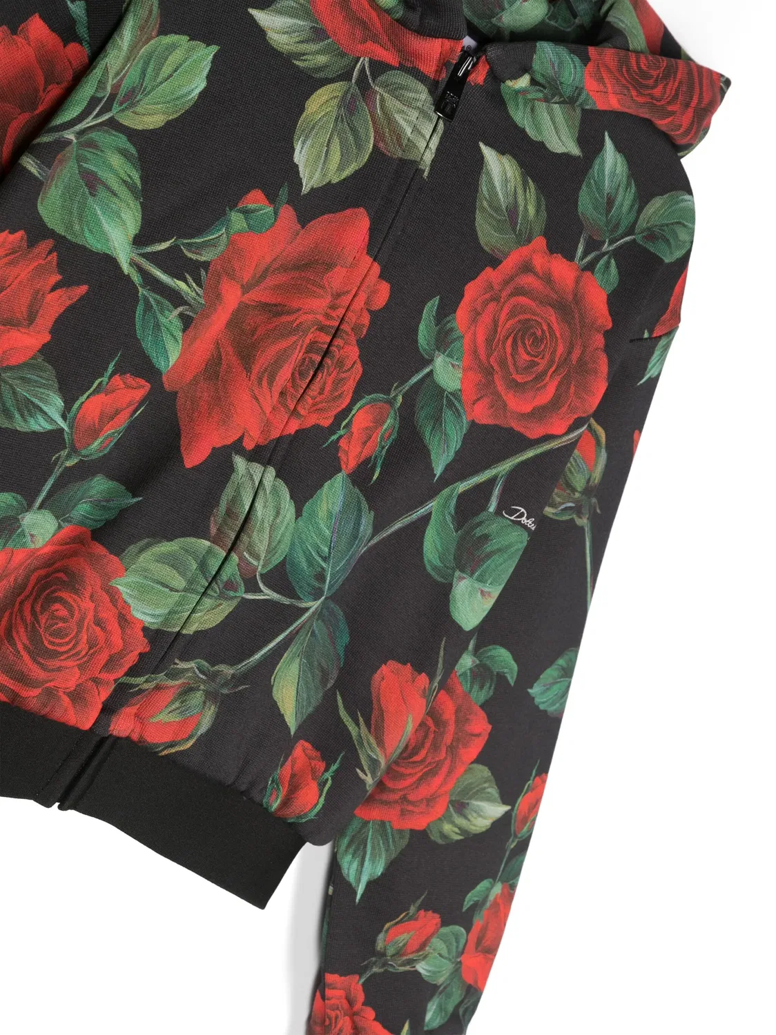 Куртка с капюшоном и принтом розы Dolce & Gabbana, черный — фото 2