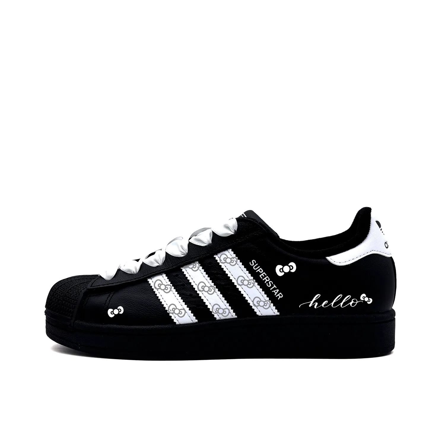 Детские кожаные кроссовки для скейтбординга с принтом Superstar 2 Adidas Originals, Black White