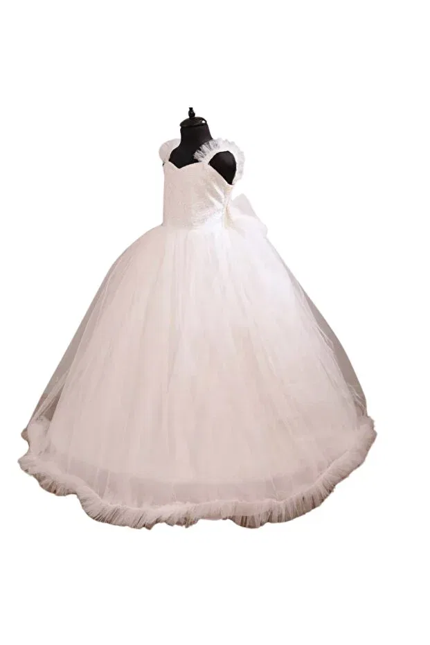 Детское платье для девочек с длинным рукавом Süer Butik, White — фото 2