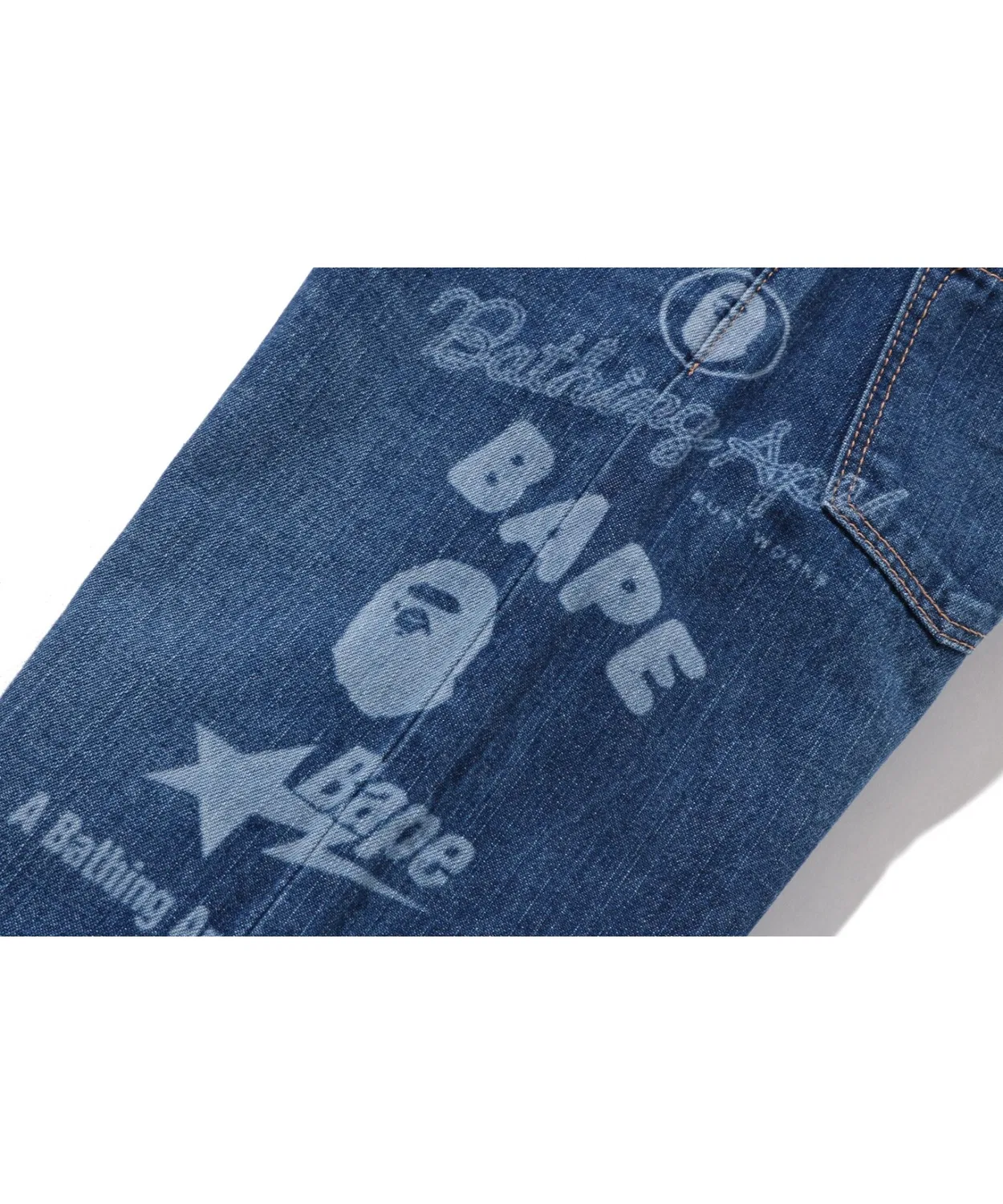 Детские джинсы с мульти-принтом A BATHING APE, Indigo Blue — фото 4