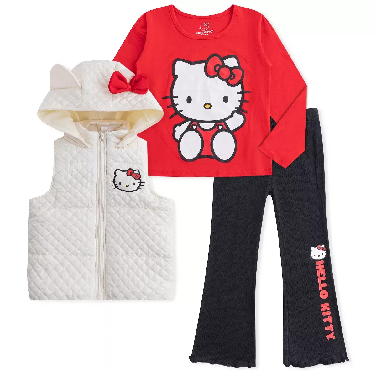 Детский комплект для девочек с длинным рукавом Hello Kitty Sanrio, Hello Kitty, Red