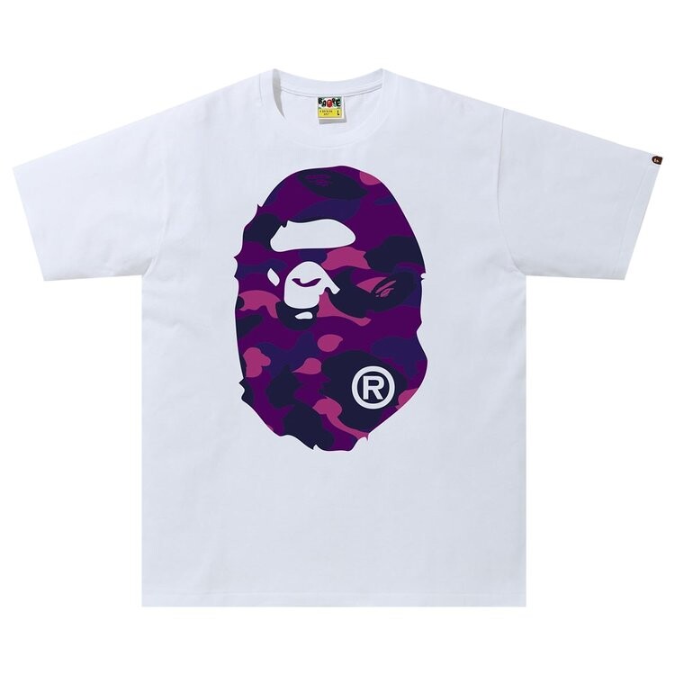 

Футболка BAPE Color Camo Big Ape Head Tee 'White/Purple', белый