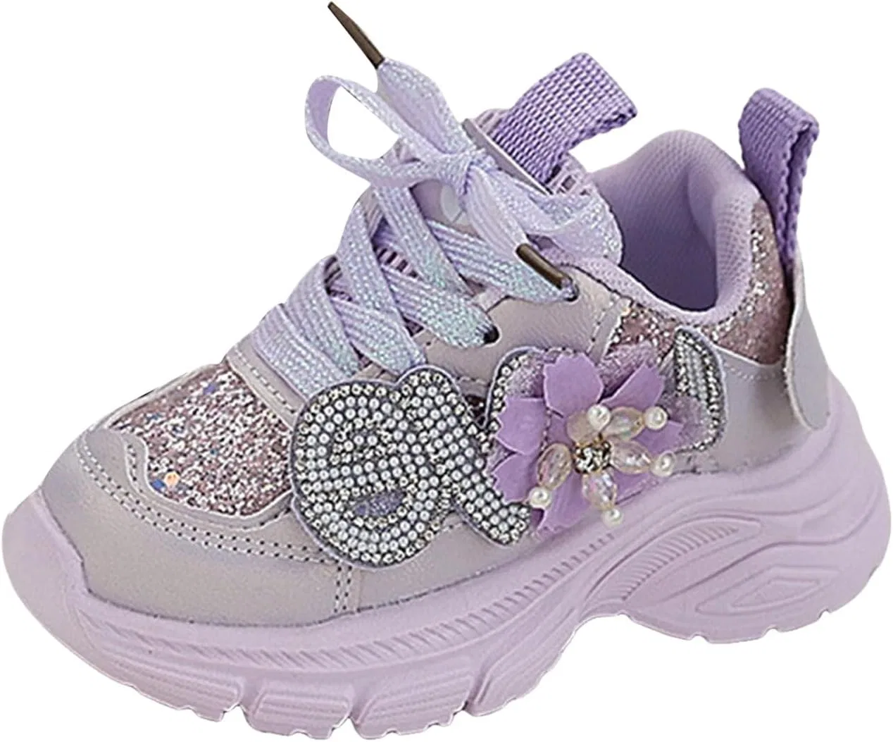 Детские кроссовки для девочек с блестящей сеткой и перфорацией, Purple