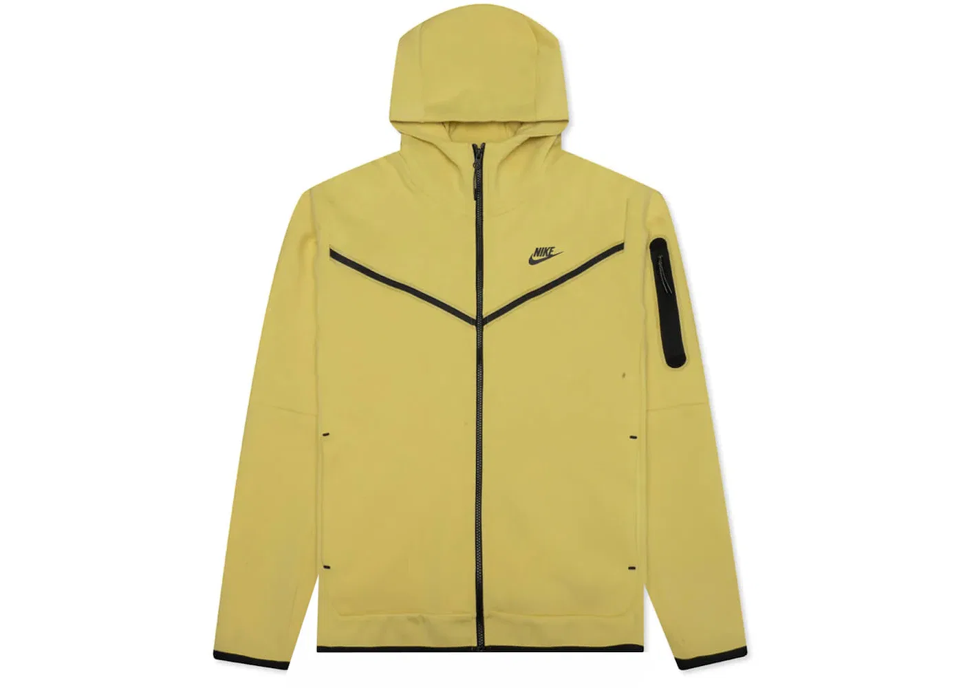 Мужская худи Tech Fleece с полной застежкой-молнией Nike, Saturn Gold/Black
