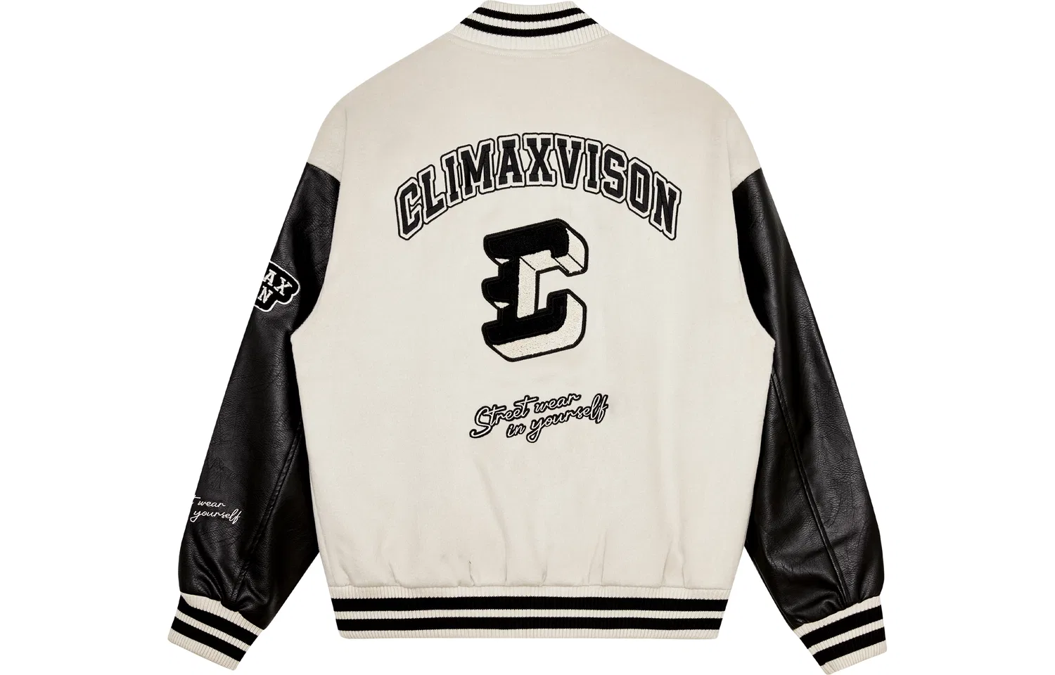 Детская бейсбольная куртка с воротником, прямого кроя, Baseball Jerseys, CLIMAX VISION, Beige & Black — фото 3