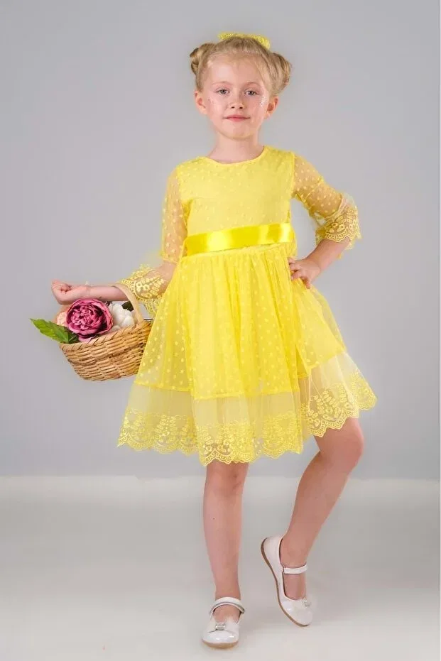 Детское платье для девочек кружевное Elegant Mnk, Yellow