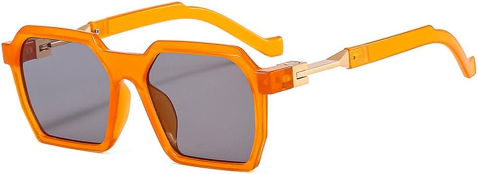 

Мужские солнцезащитные очки в стиле ретро с многоугольными линзами, модные солнцезащитные очки UV400, женские трендовые солнцезащитные очки серо-оранжевого цвета TYUVIVO, Orange Light Grey