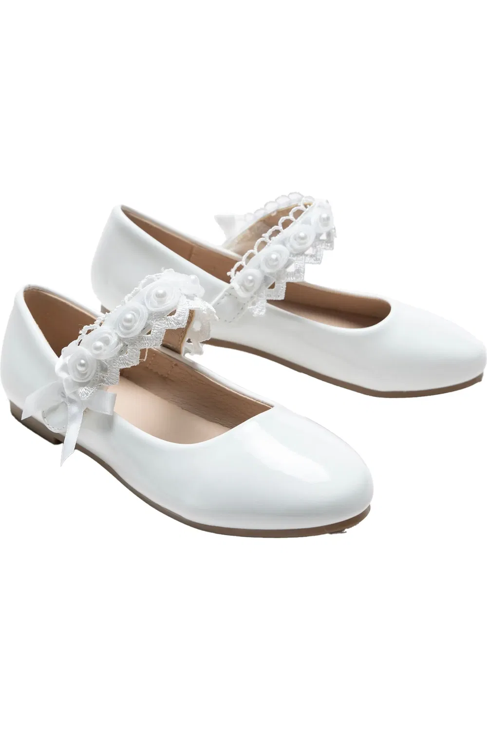 Детские туфли балетки с перламутровым блеском Rose Pearl Doily Tulleen, белый