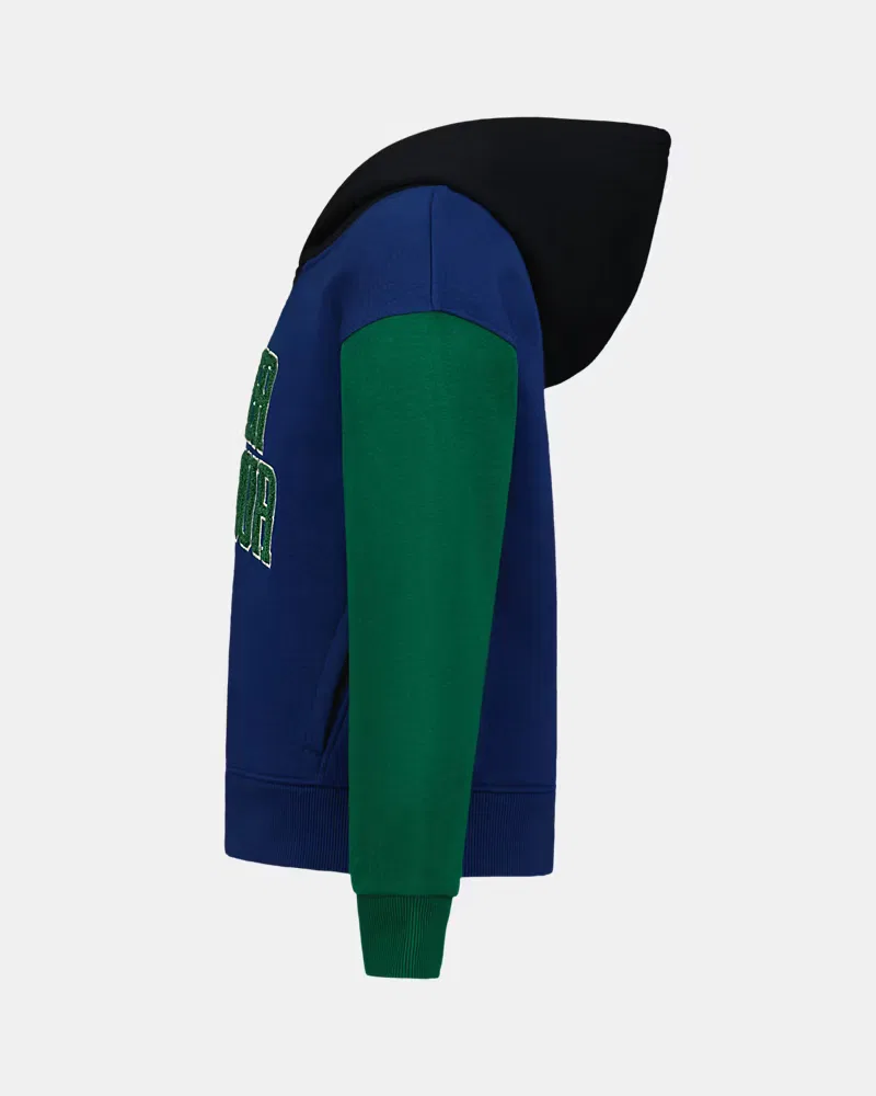 Худи флисовое для мальчиков с влагоотводящей тканью UA Mascot Colorblock UnderArmour, Campus Ivy/White — фото 4