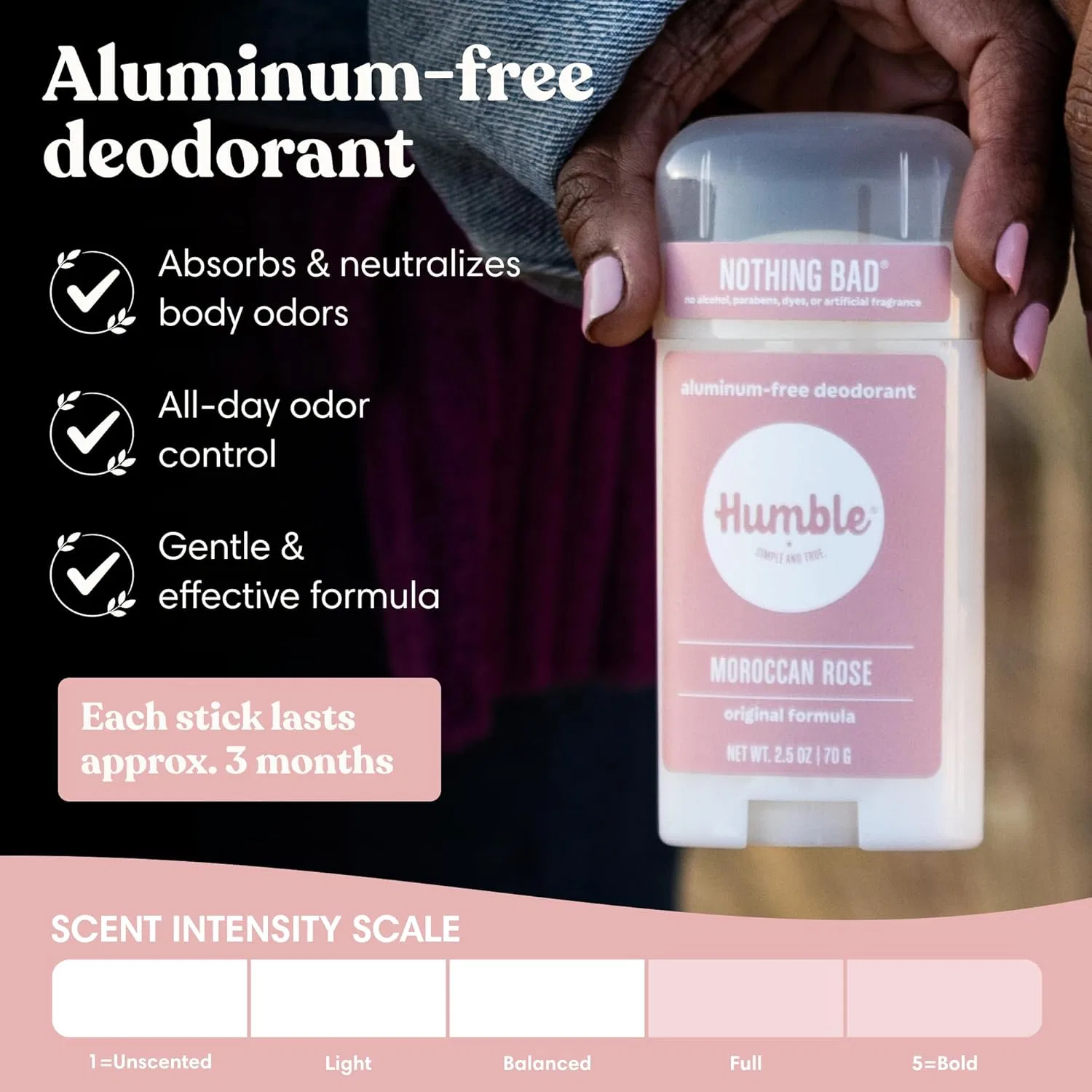 Дезодорант без алюминия Humble Brands Moroccan Rose, 70.87 г Humble Simple And True. — фото 2