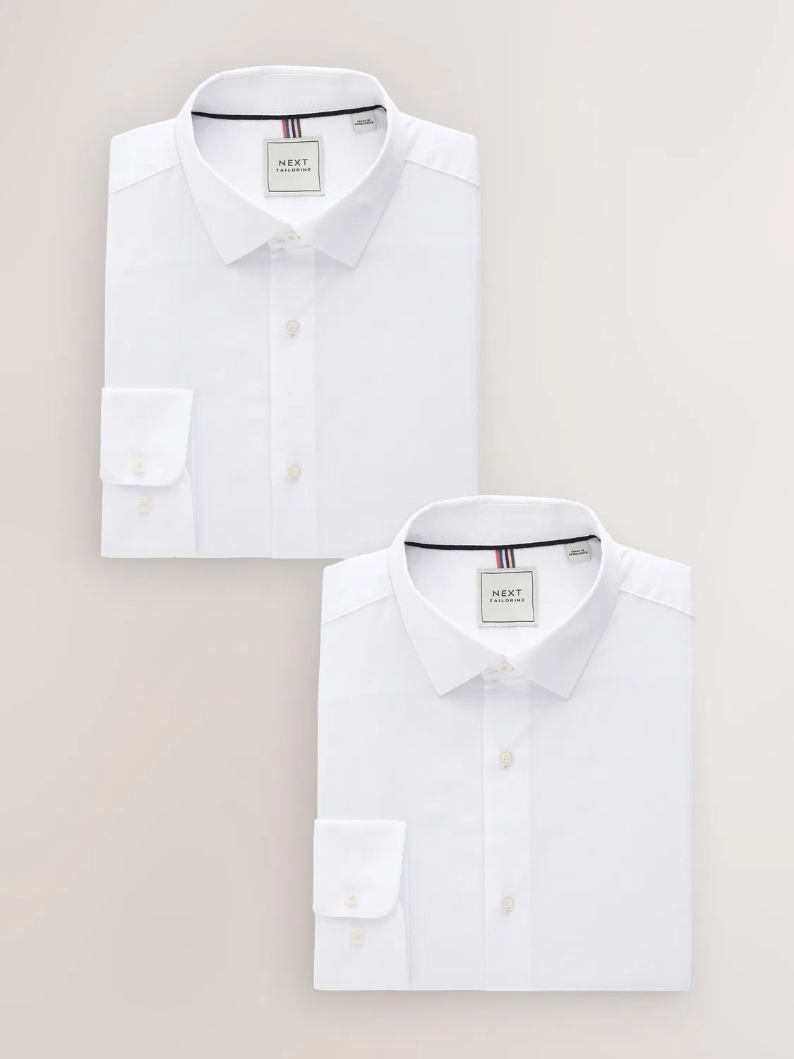 Рубашка повседневная, slim fit, White Easy Care Textured Next, белый