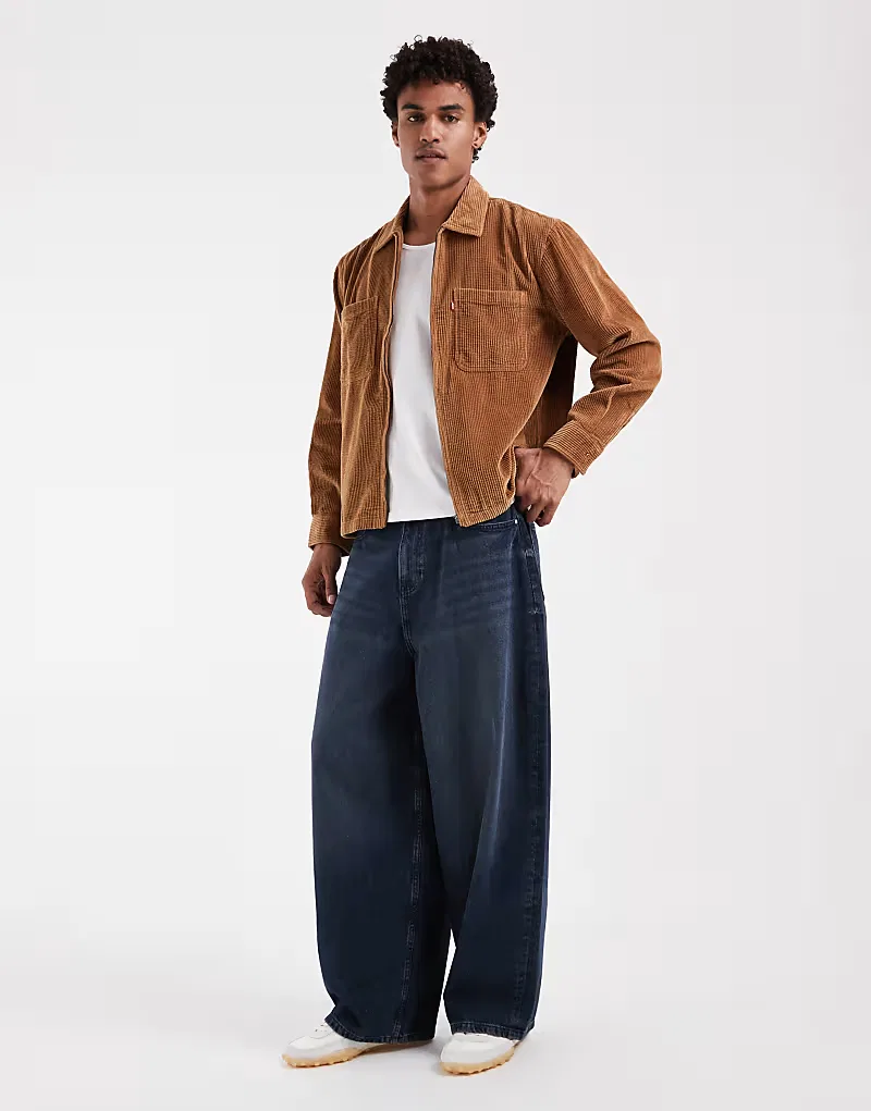 Укороченная вельветовая рубашка Levi's Ports на молнии, коричневый — фото 3