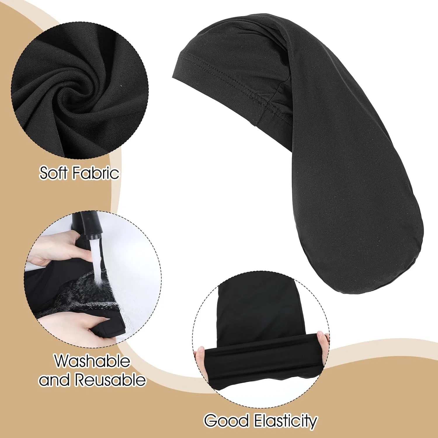 Шапочка для душа Large, 20 Inch, Black, Abeillo — фото 3