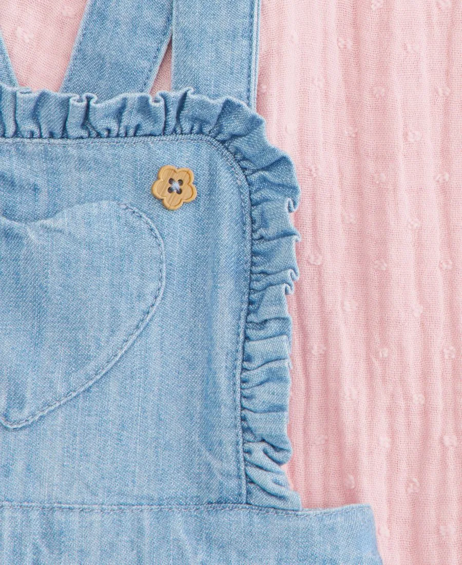 Комплект из боди и сарафана Clip-Dot Gauze First Impressions, Light Wash Chambray — фото 2