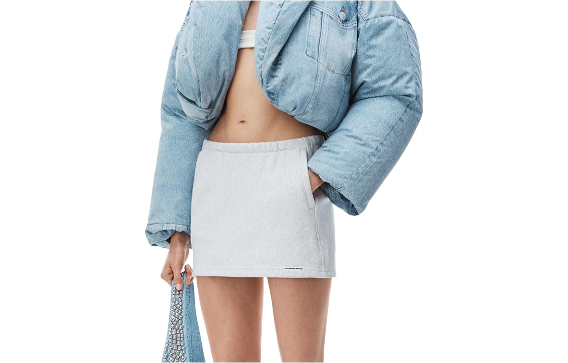 

Мини-юбка с аппликацией логотипа Alexander Wang, серая