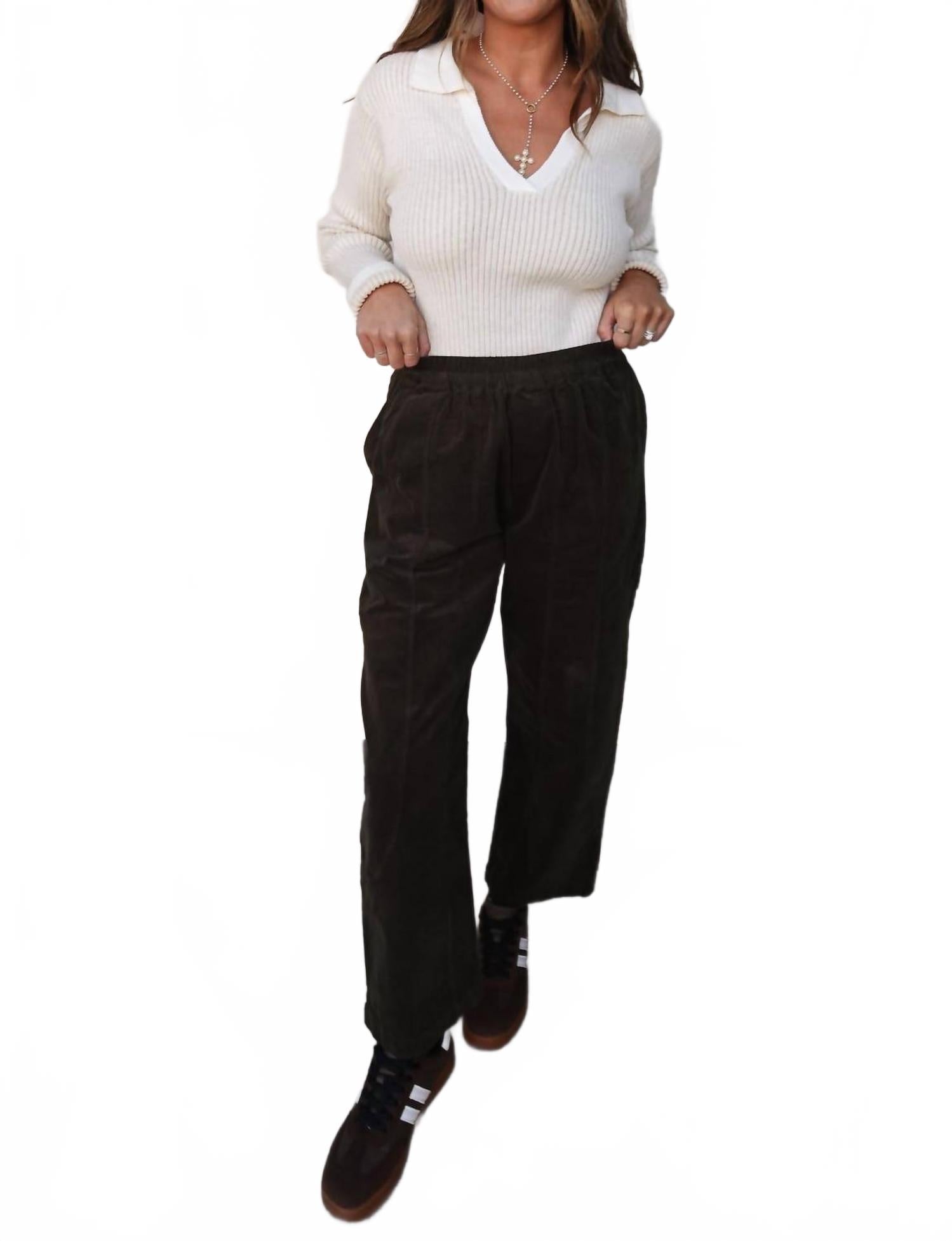 

Свободные вельветовые брюки оливкового цвета Sweet Lovely By Jen, оливковый