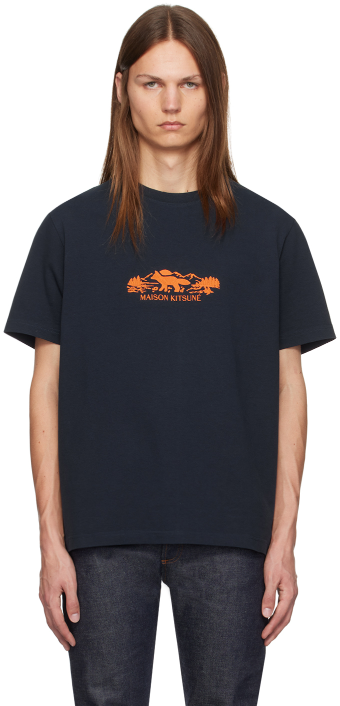 

Футболка Outdoor Profile Fox Comfort Maison Kitsune, темно-синий