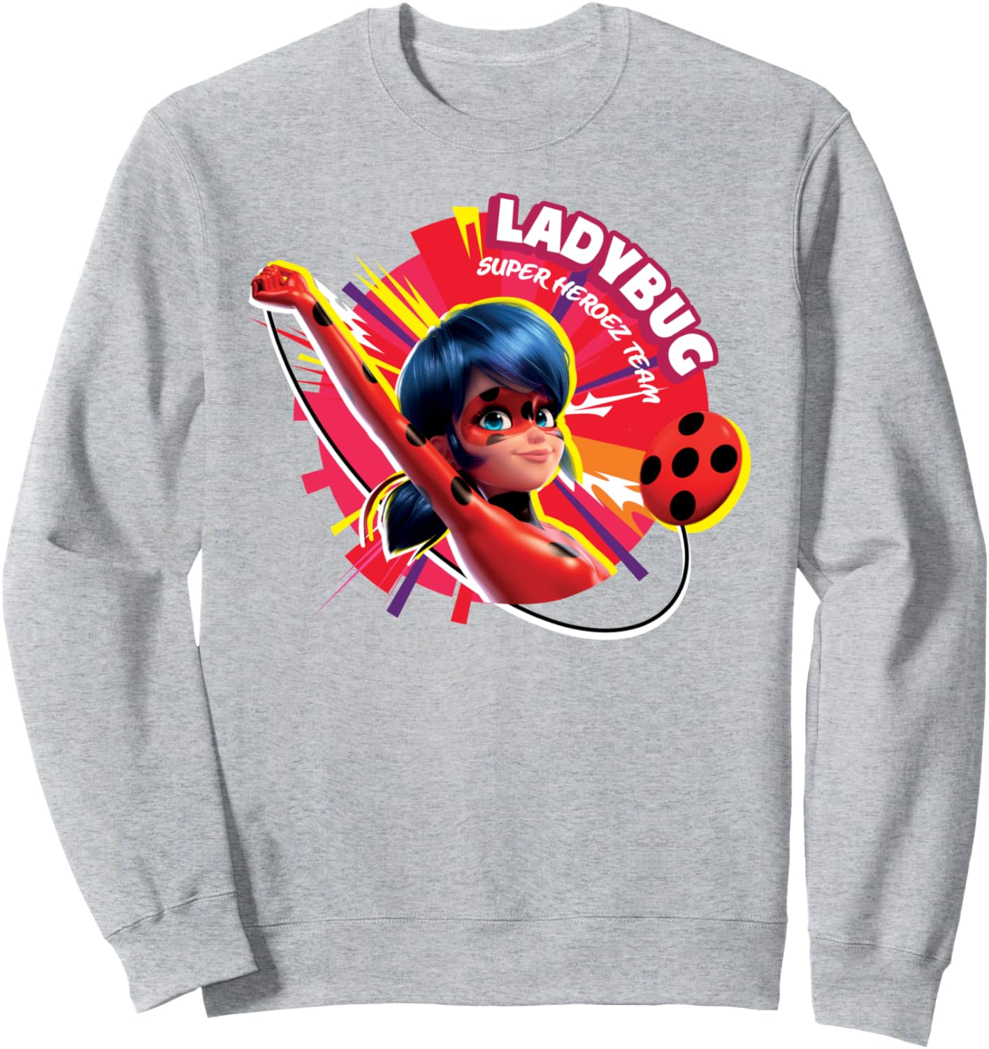 

Толстовка с символикой команды супергероев Ледибаг из волшебной коллекции Miraculous, серый