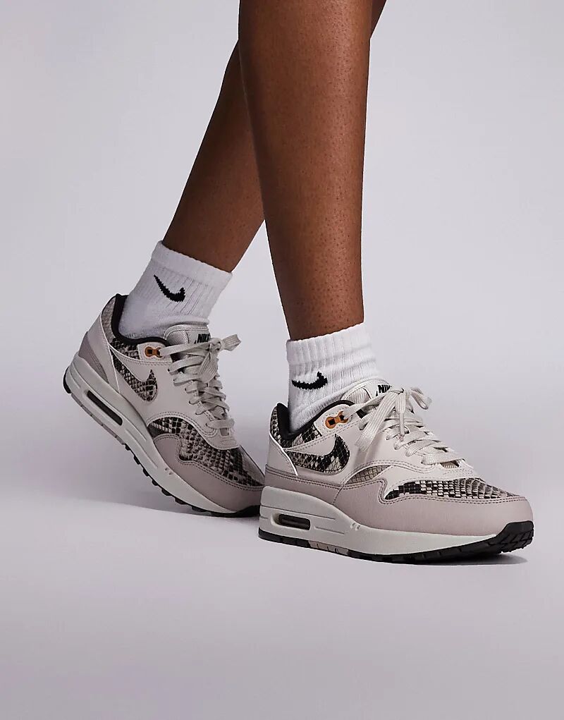 Кроссовки Nike Air Max 1'87 из змеиной кожи коричневого цвета