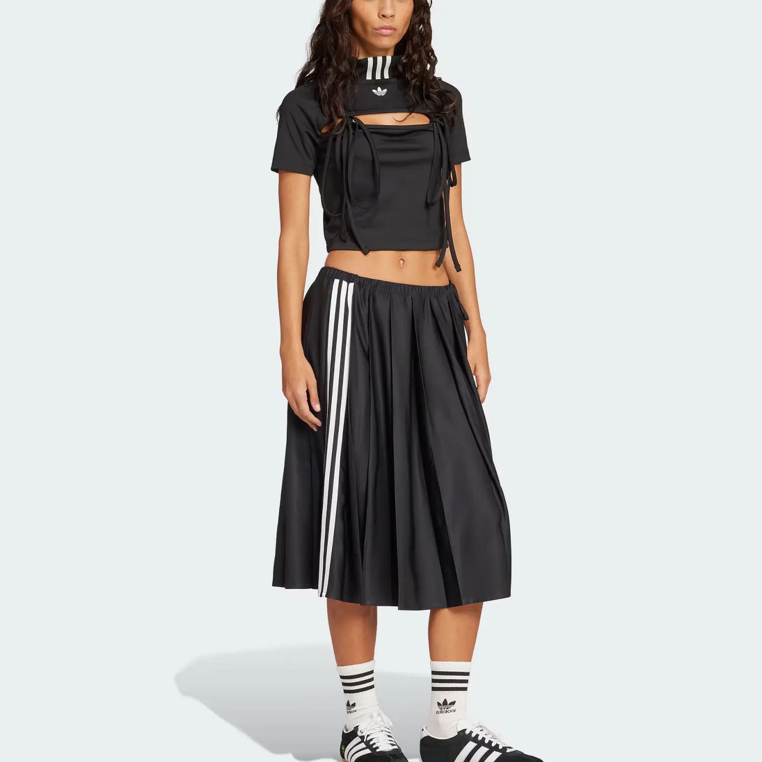 Adidas топ с воротником-стойкой и деталью в виде галстука Adidas Originals, черный — фото 2