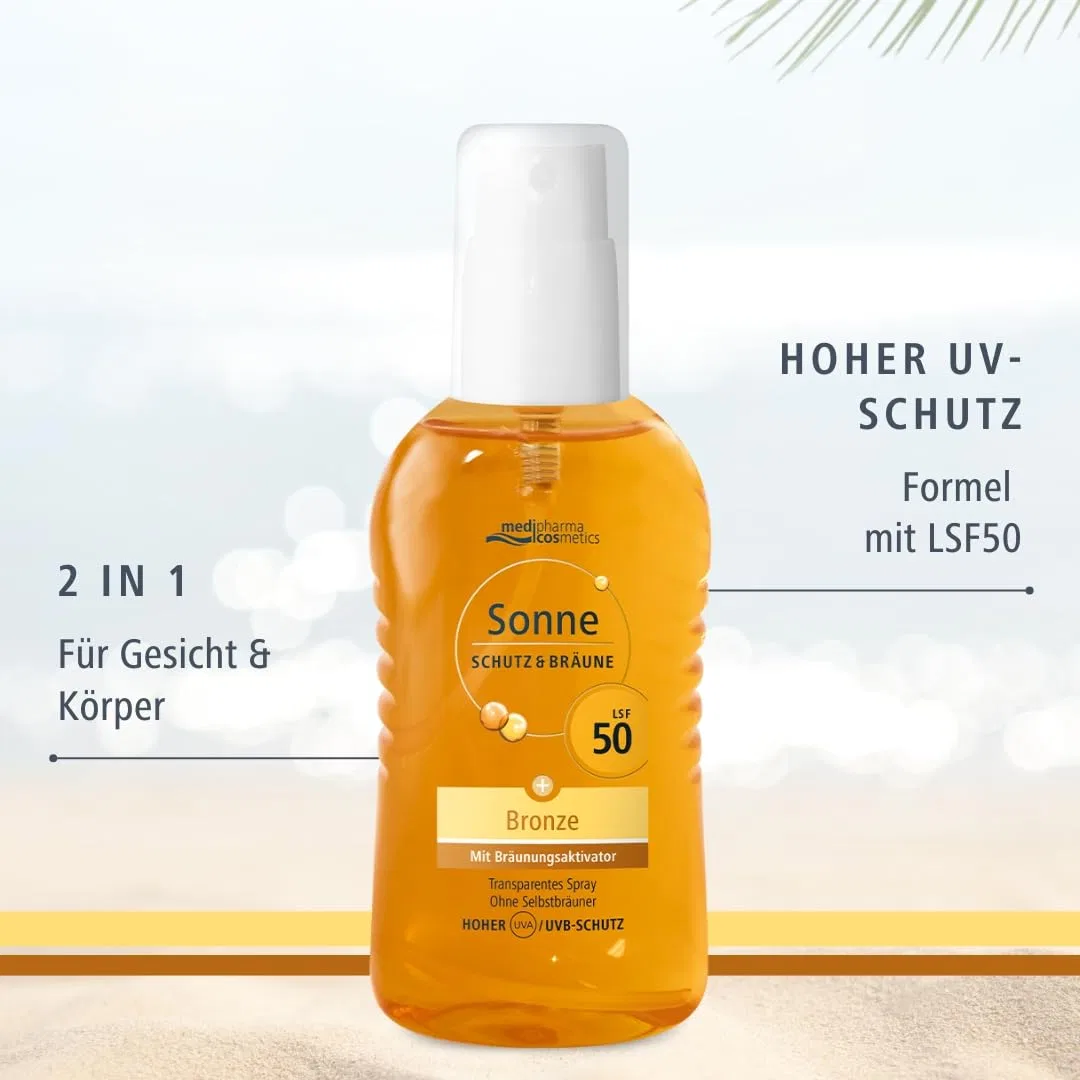 Солнцезащитный спрей с активатором загара SPF 50 от Medipharma Cosmetics Medipharma Cosmetics — фото 4