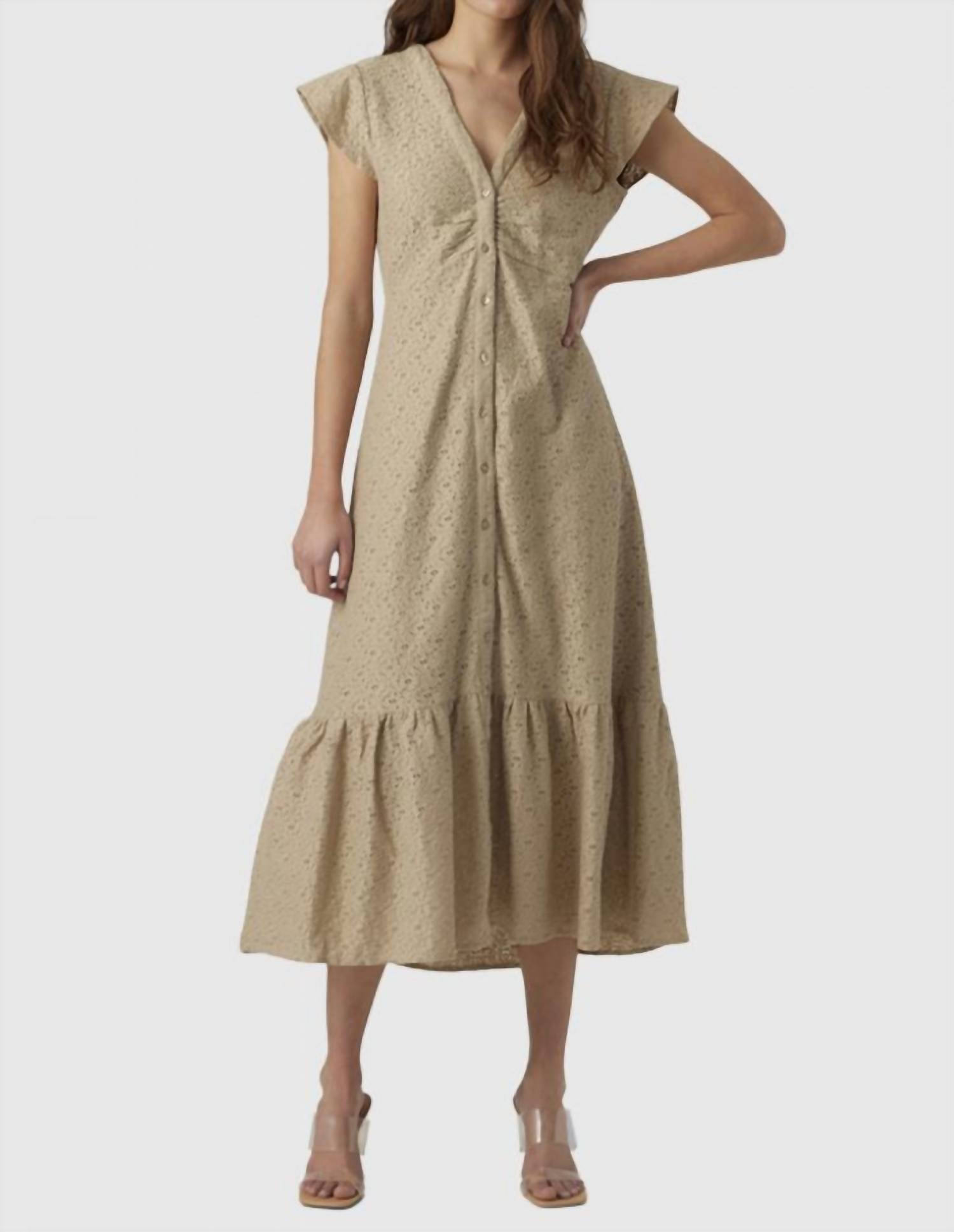 

Платье-миди из кружева Eva Flutter в стиле тренчкот Vero Moda, цвет trench coat