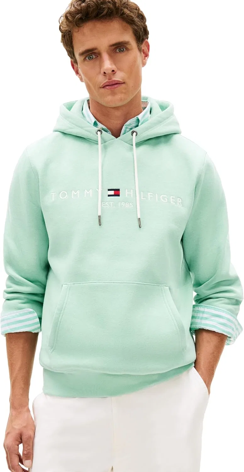 Мужская толстовка с капюшоном, флис, Tommy Hilfiger, Crushed Mint