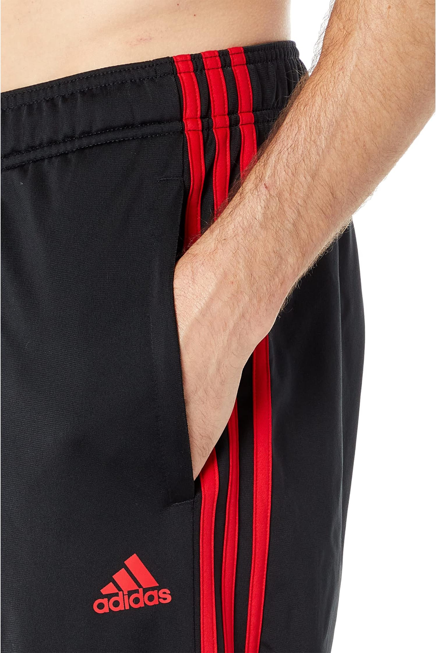 Брюки adidas Essentials 3-Stripes Tricot Open Hem Pants, цвет Black/Scarlet 1 — фото 3