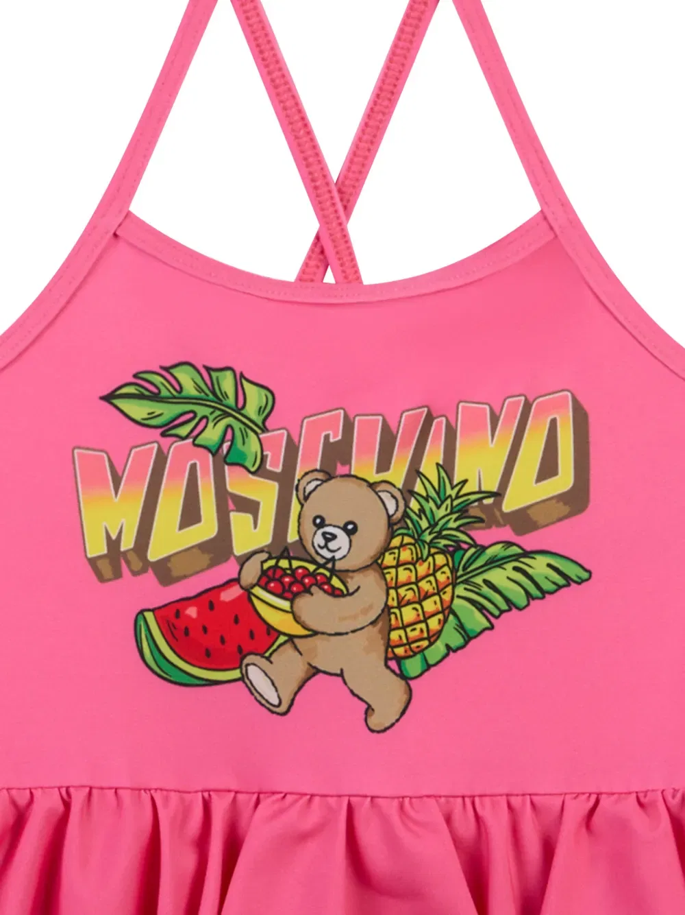 Купальник с оборками и графическим принтом Moschino Kids, розовый — фото 3