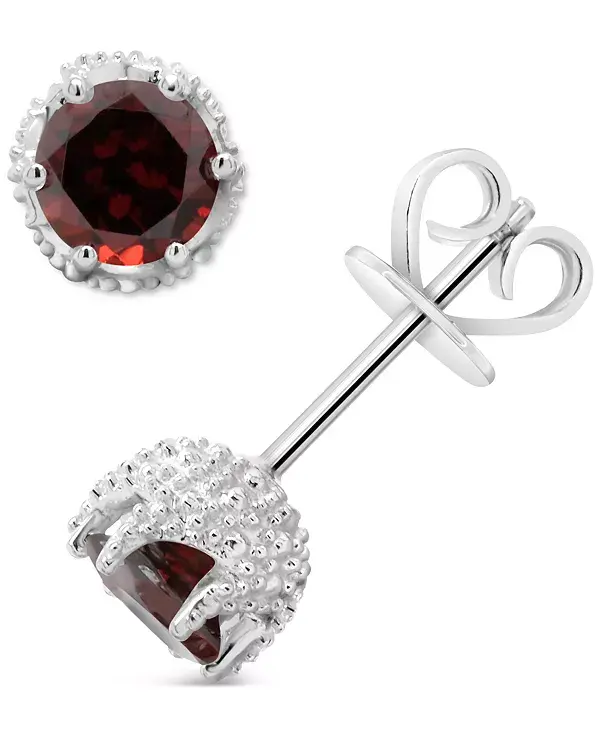 

Серьги-Гвоздики с родолитовым гранатом (2 карата) из стерлингового серебра (также с аметистом, белым топазом, цитрином, перидотом и голубым топазом) Macy'S, garnet