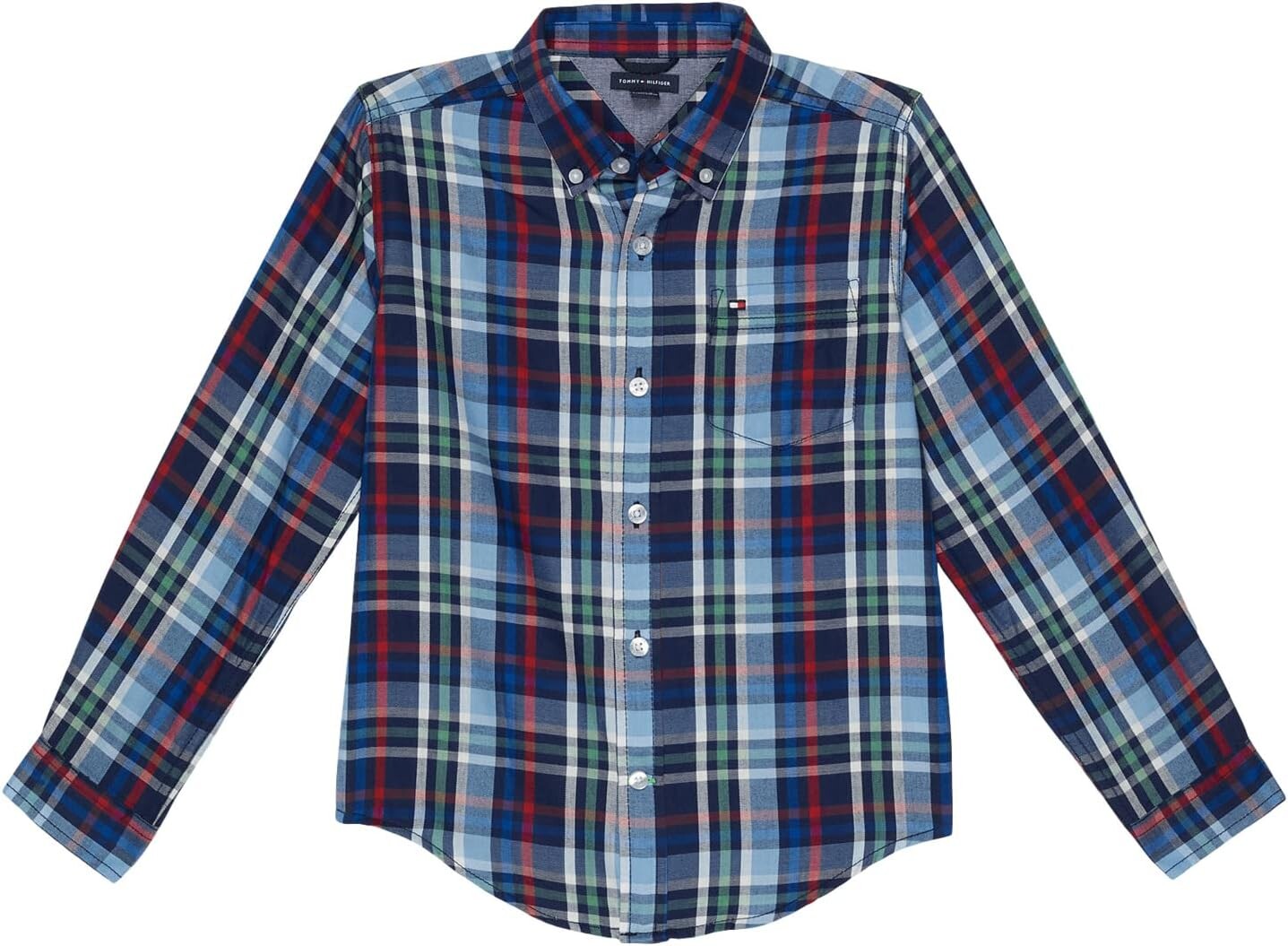 

Рубашка Tommy Hilfiger Central Long Sleeve Plaid Button-Down Shirt, цвет Flag Blue