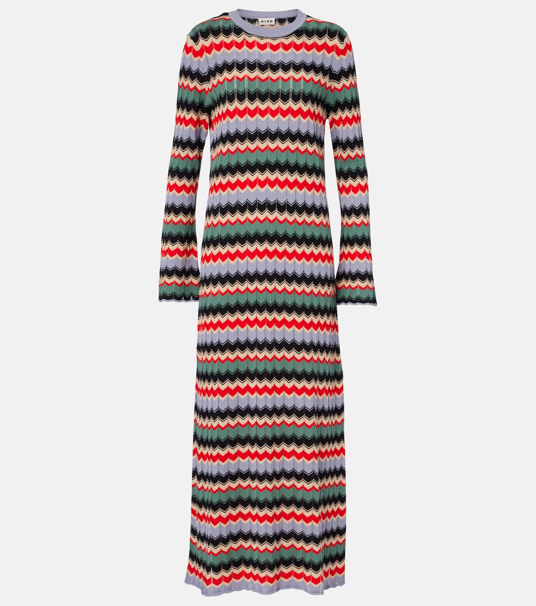 

Платье миди из хлопка Miller с шевроном Rixo, Chevron Stripe Jacquard Retro