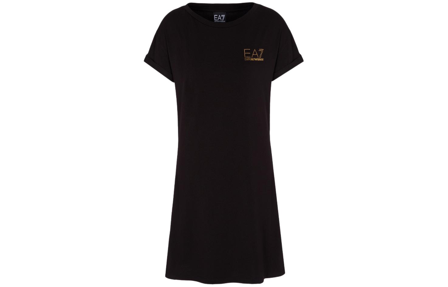 EMPORIO ARMANI EA7 Платье с короткими рукавами женское черное — фото 3