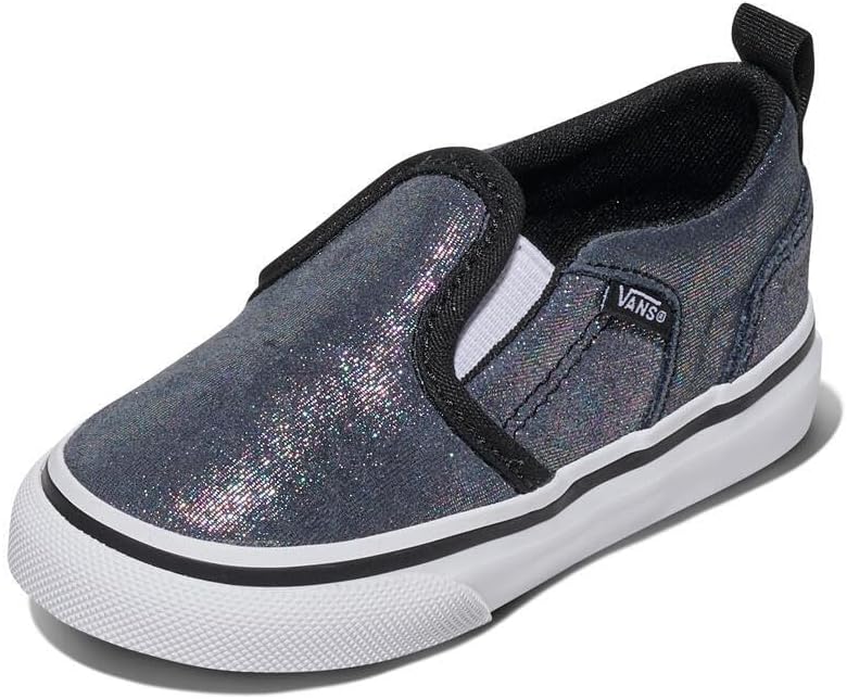 

Vans Unisex-Child Asher V Slip-on | Детские кроссовки для мальчиков и девочек, удобная обувь, Shimmer Black