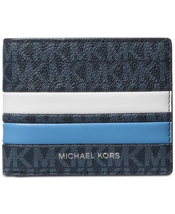 

Мужской кошелек Malone Slim Stripe Logo Michael Kors, синий