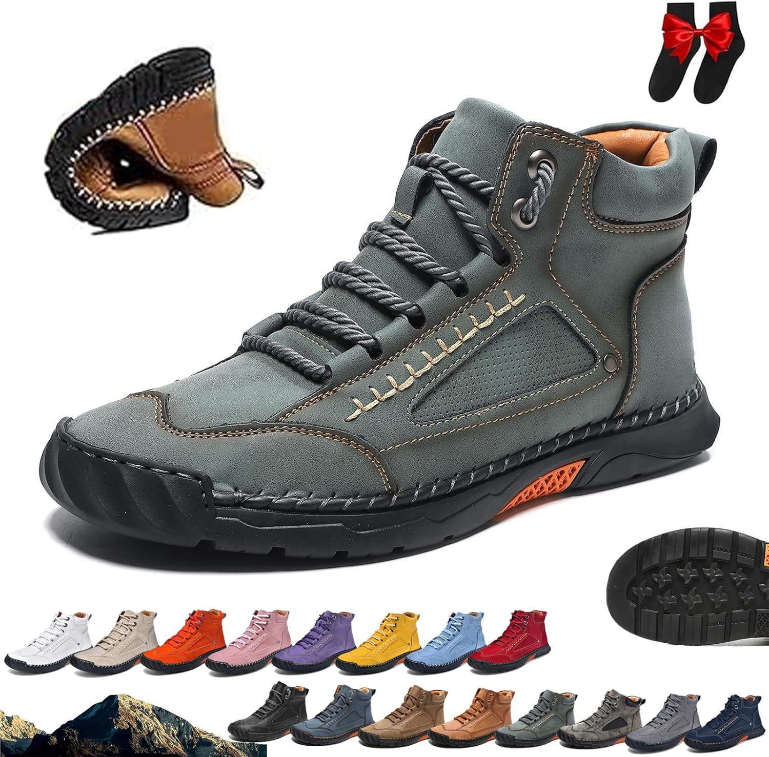 

Мужские ортопедические кожаные ботинки без шнурков Ghtrhsb, зеленый