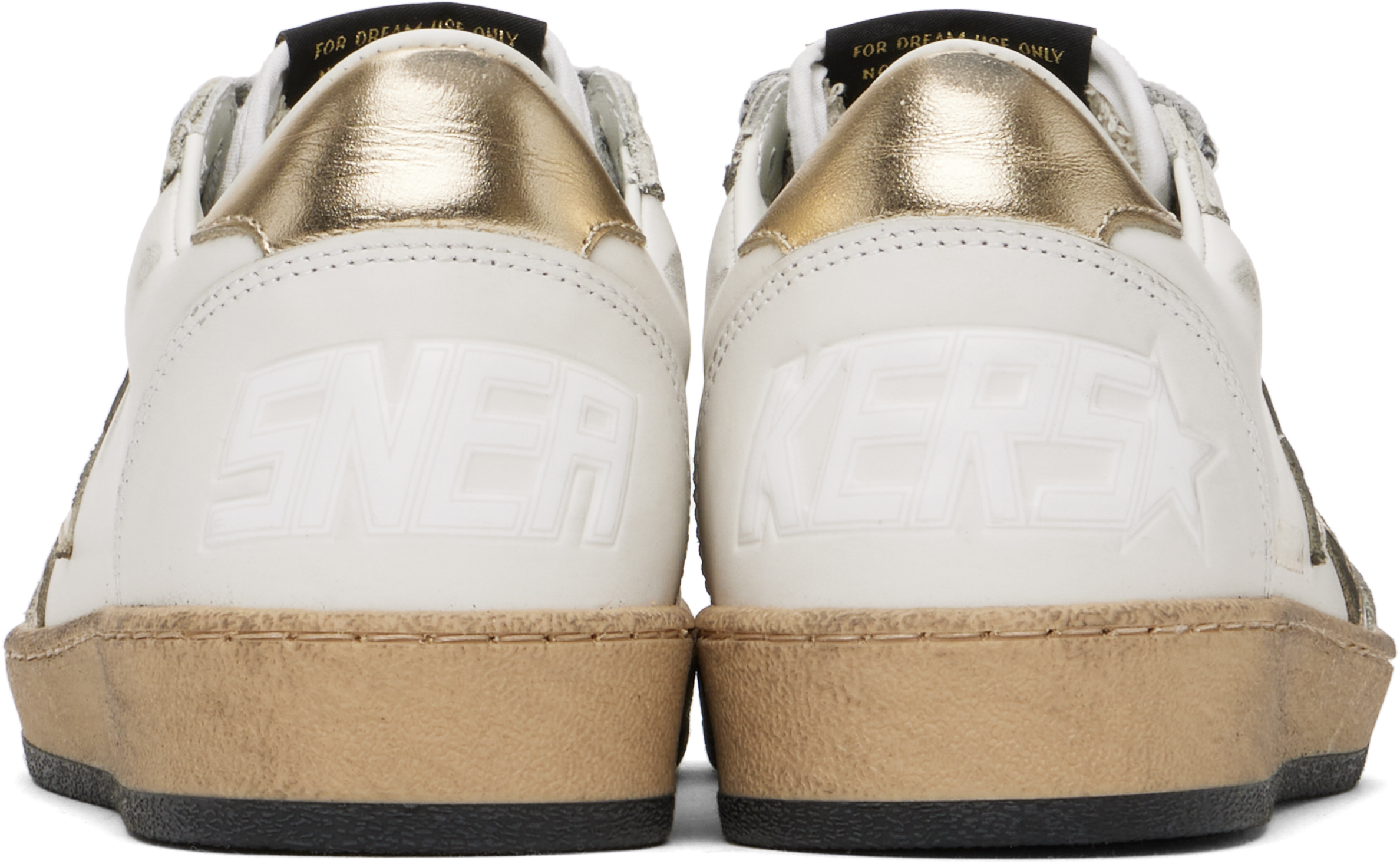 Белые кроссовки Ball Star Golden Goose, Milk/Gold — фото 2