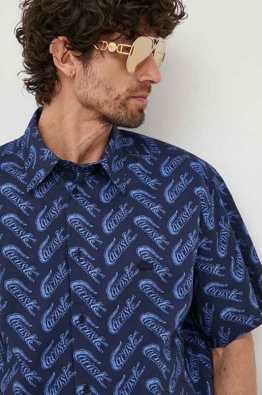 

Хлопчатобумажную рубашку Lacoste, темно-синий