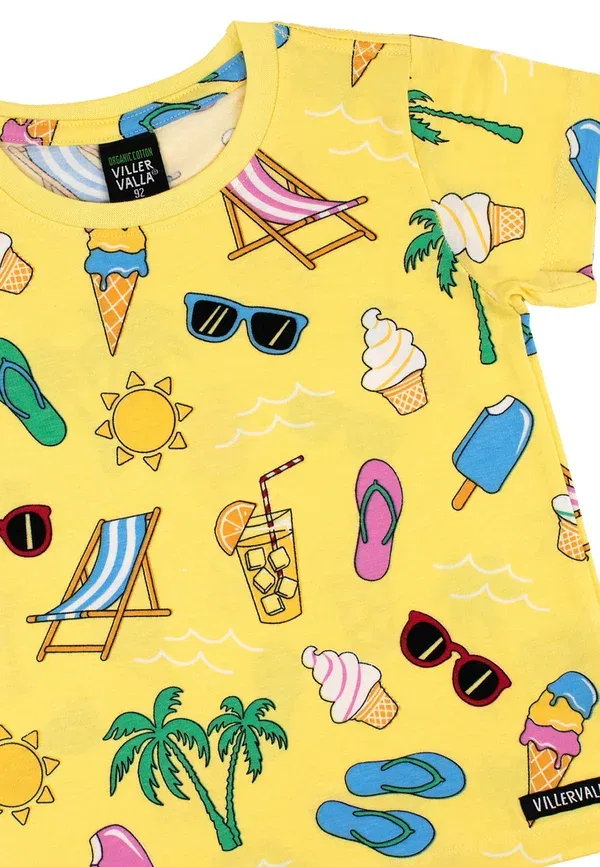 Футболка Villervalla 0143mra print t-shirt, летний день светло-банановый — фото 3